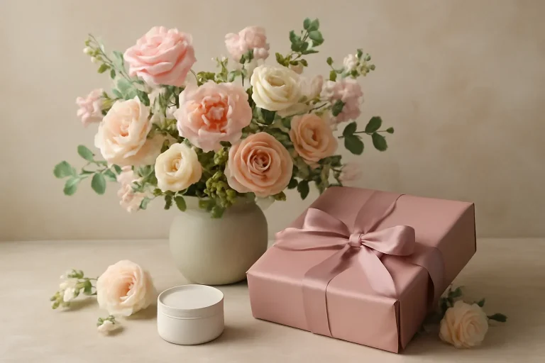 Editorial floral still life for best gifts to send with flowers