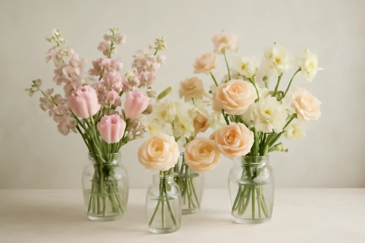 Editorial floral still life for seasonal spring flowers you can send locally