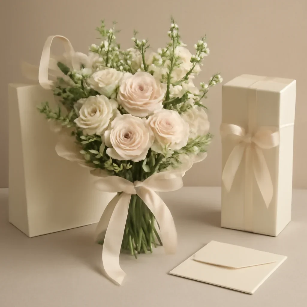 Refined bouquet and packaging detail for floral case studies