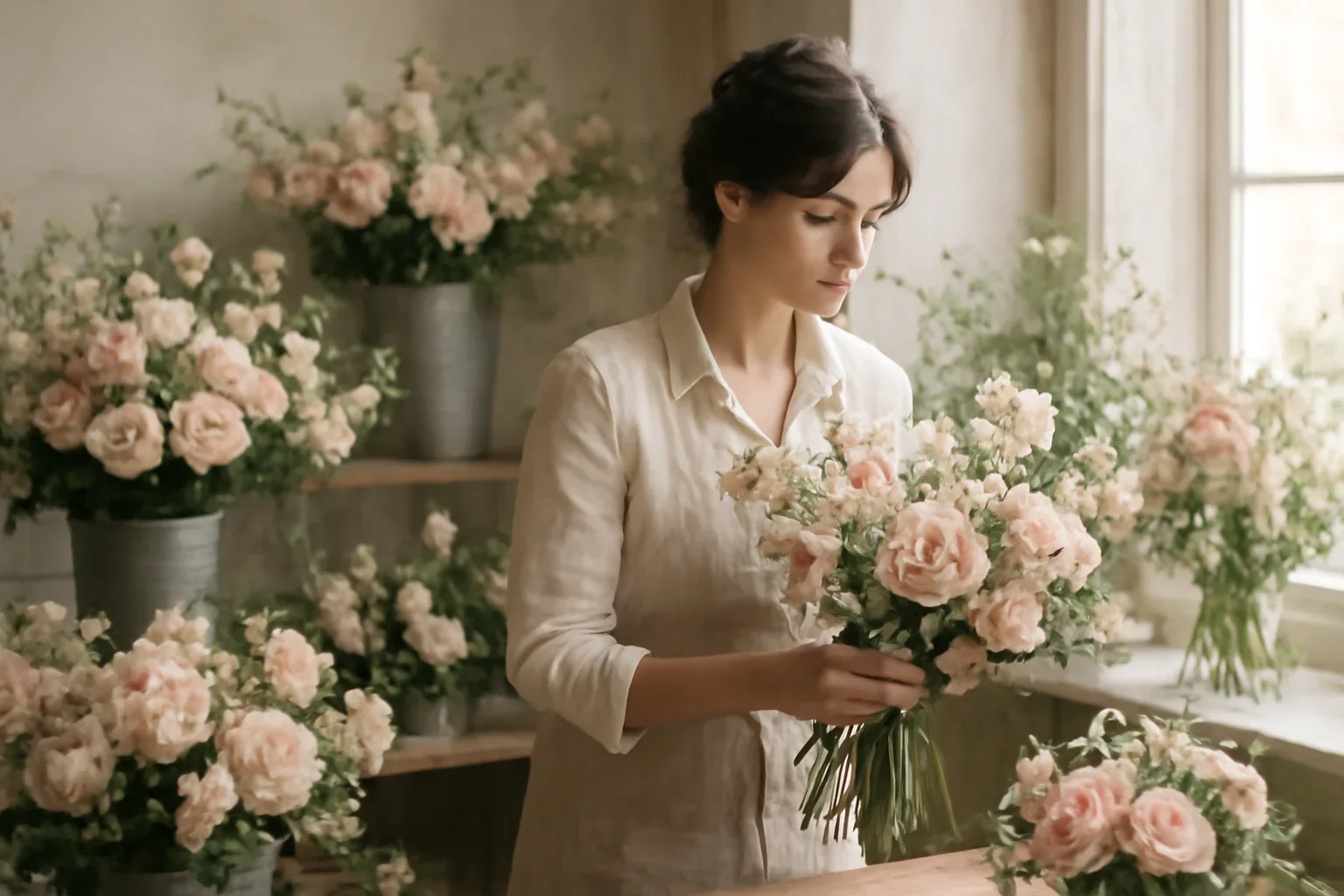 Editorial florist scene for floral case studies