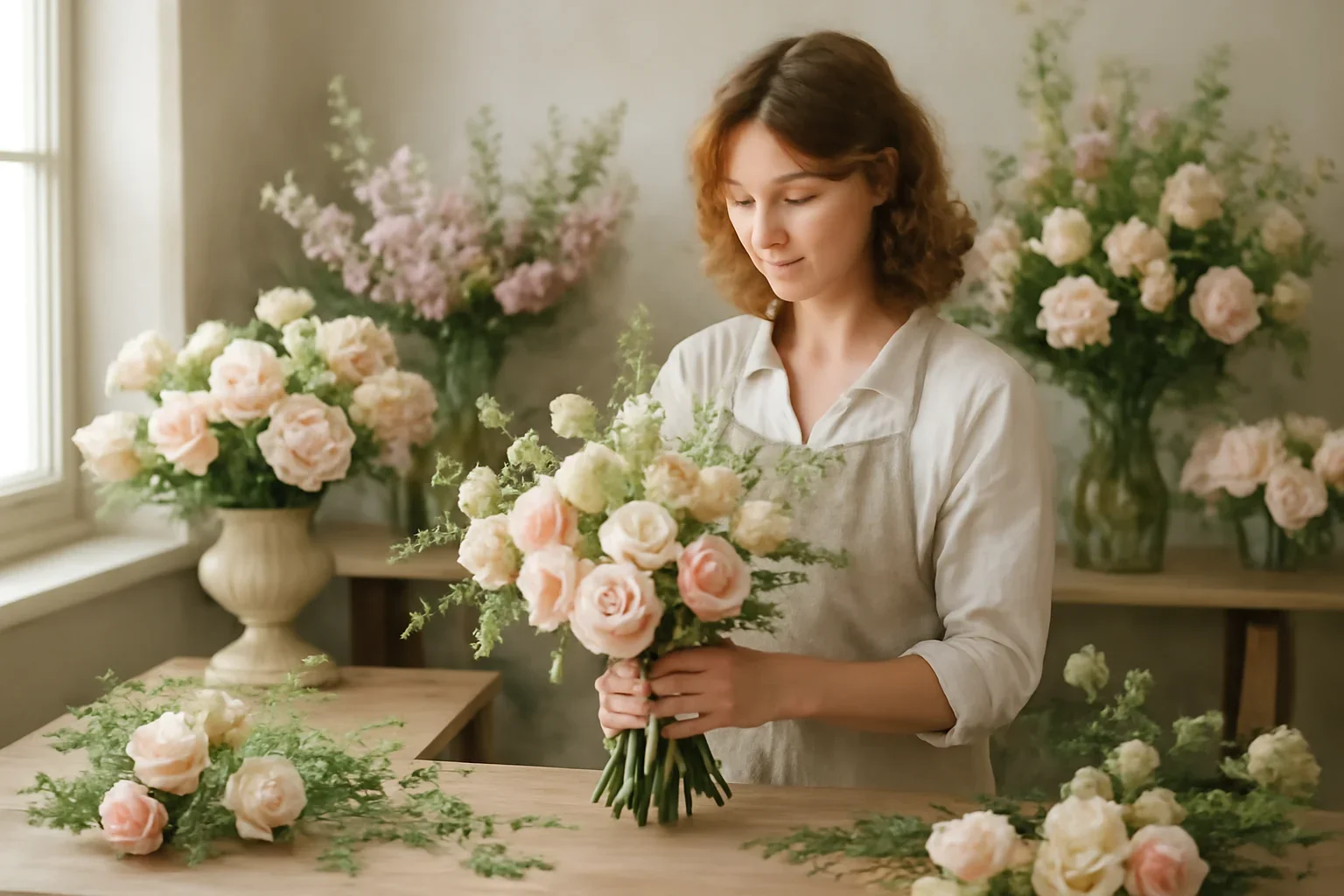 Editorial florist scene for wedding case studies