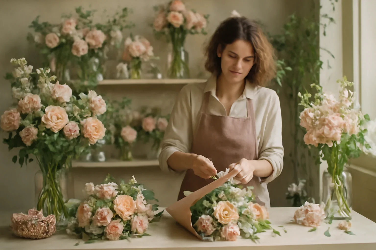 Editorial florist scene for delivery information