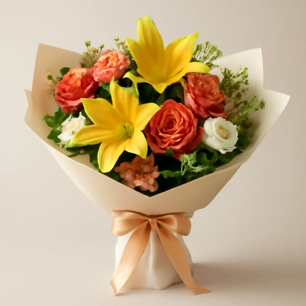 Wrapped arrangement for congratulations flowers