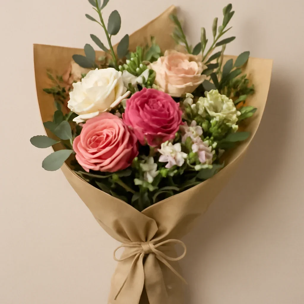 Wrapped arrangement for florist choice bouquets