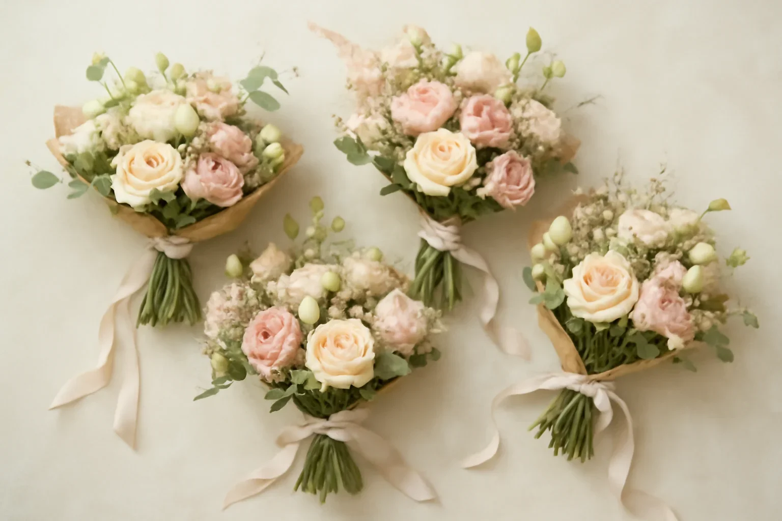 Fresh flowers styled for hand-tied bouquets
