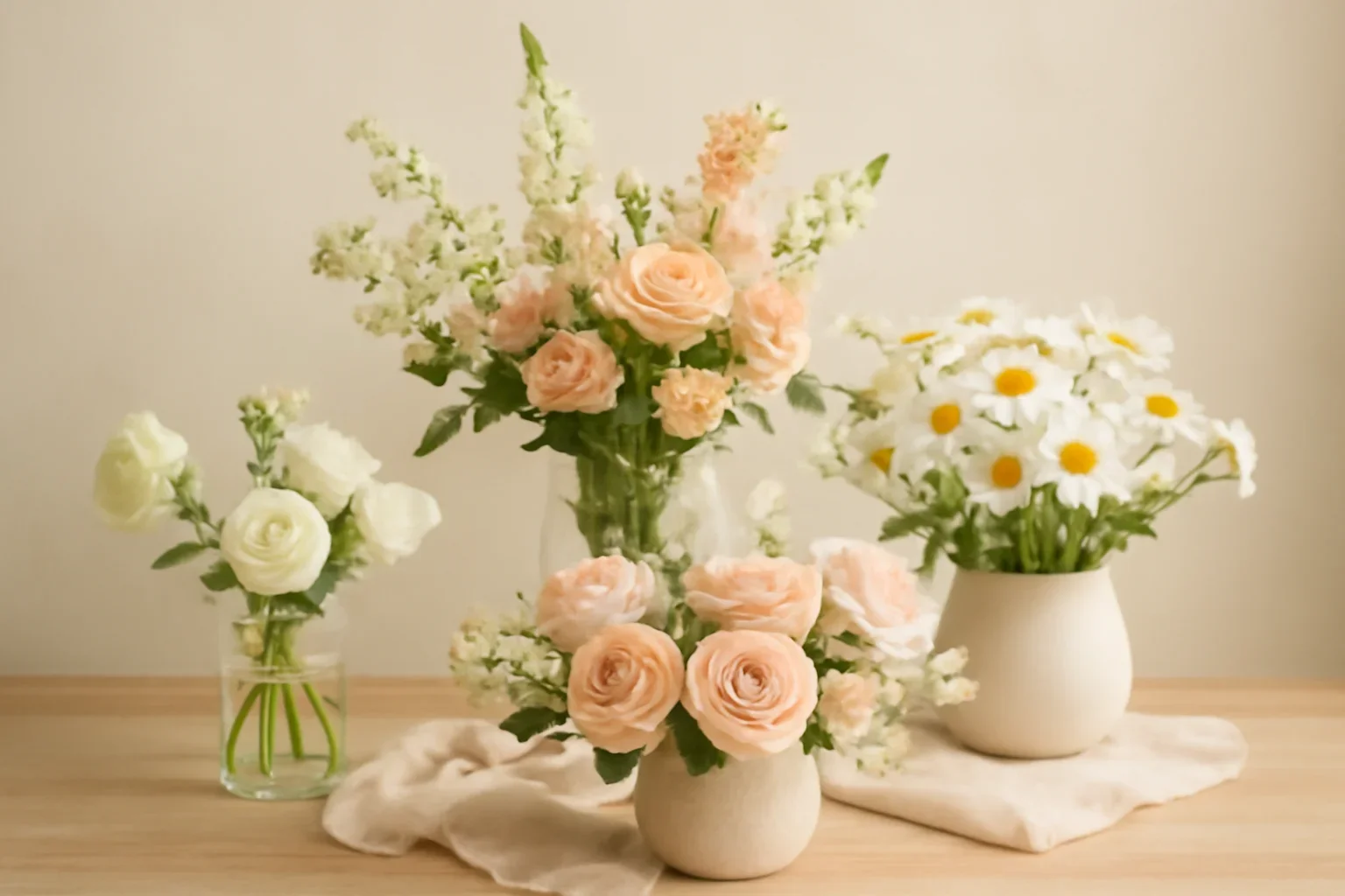 Fresh flowers styled for new home flowers