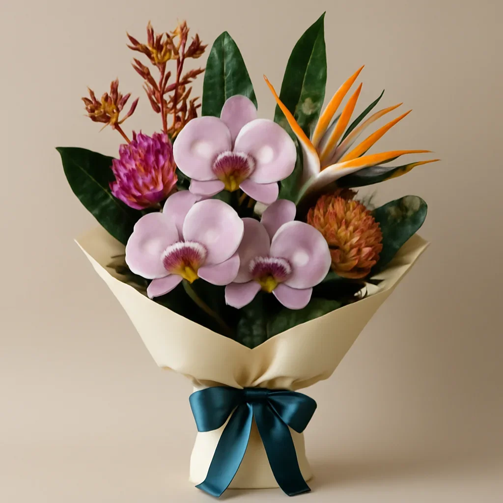 Wrapped arrangement for orchids & exotics