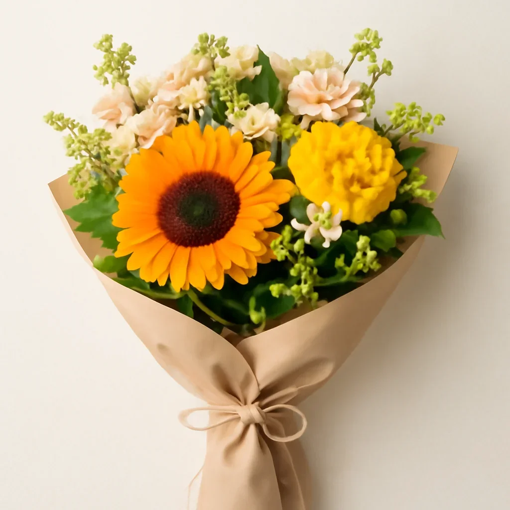 Wrapped arrangement for summer flowers