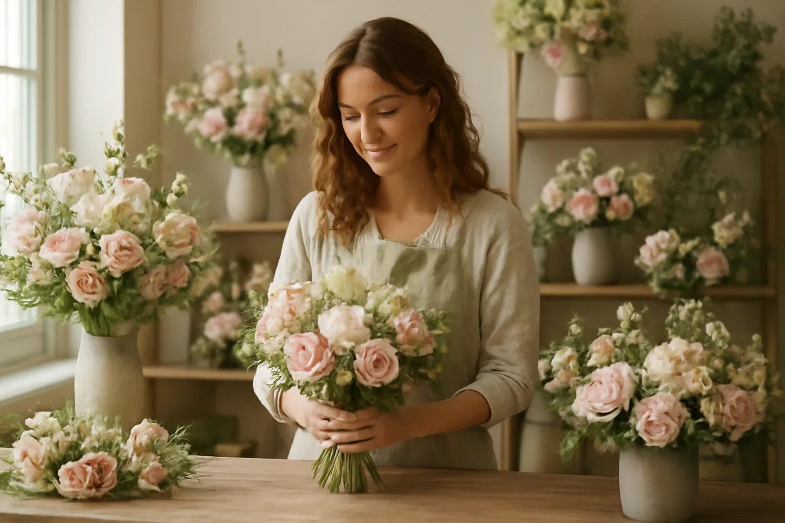 Editorial florist scene for reviews & testimonials