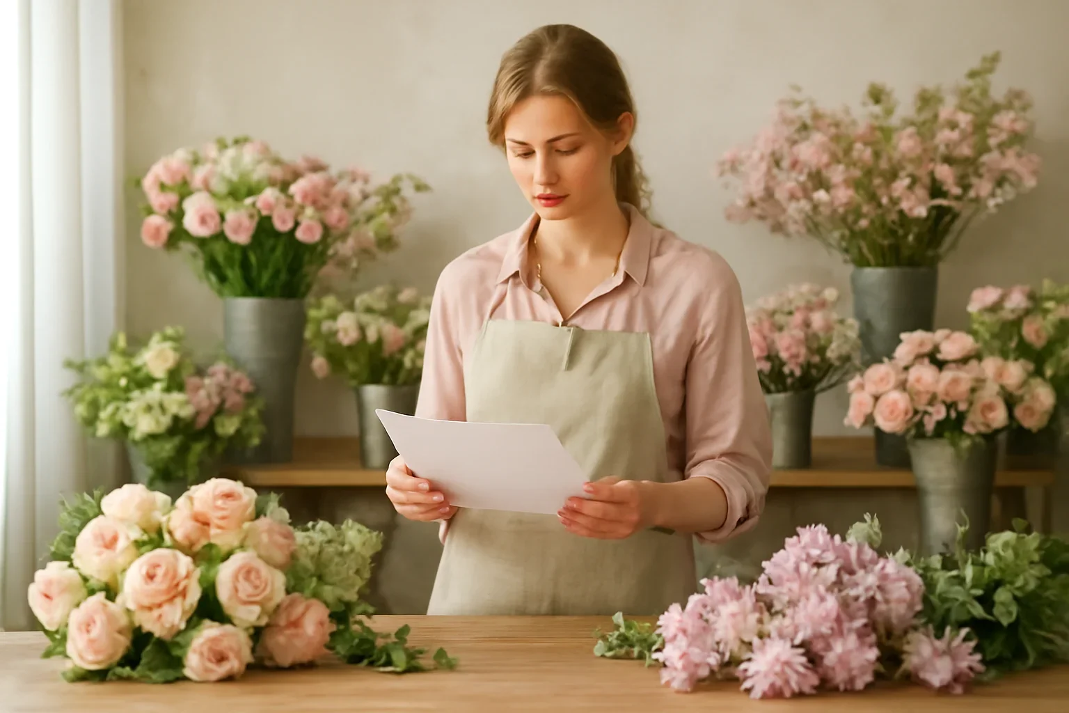 Editorial florist scene for terms & conditions