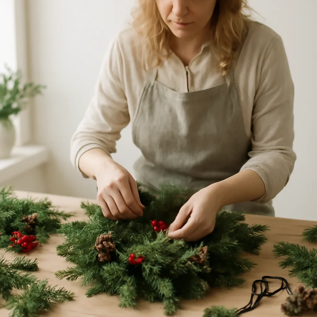 Florist detail image for christmas wreath workshop
